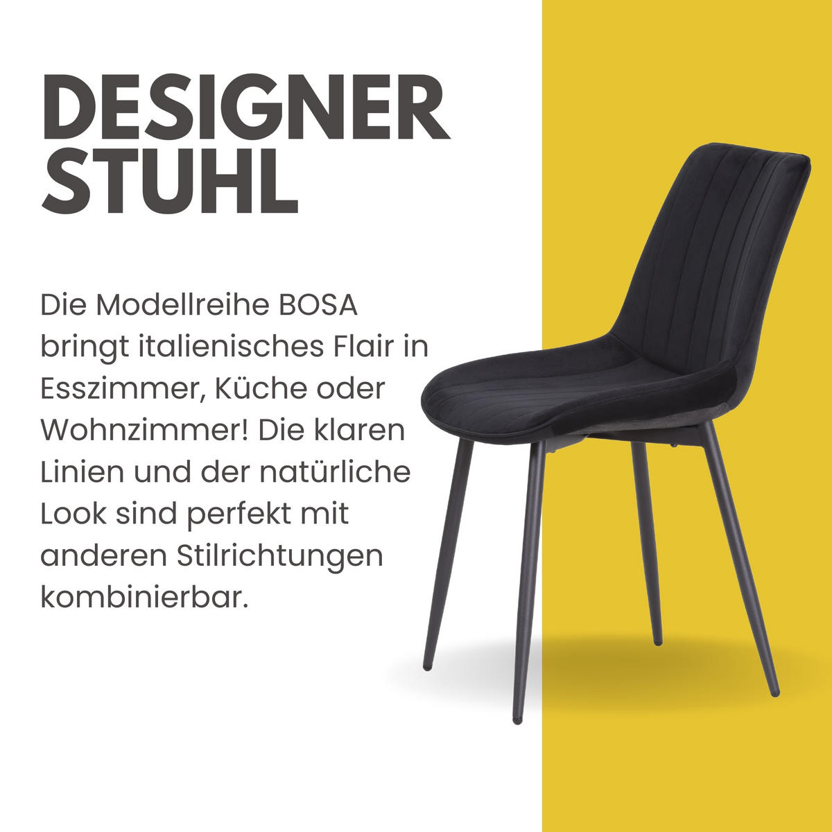 ESSZIMMERSTUHL Bosa 2er Set Schwarz - Schwarz, Textil (58/81.5/47cm) - Albatros