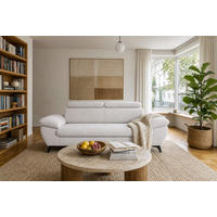 3-SITZER Karlstad Chenille Beige verstell. Kopfstützen B 215 cm - Creme, Kunststoff/Textil (215/84/100cm) - foamnova