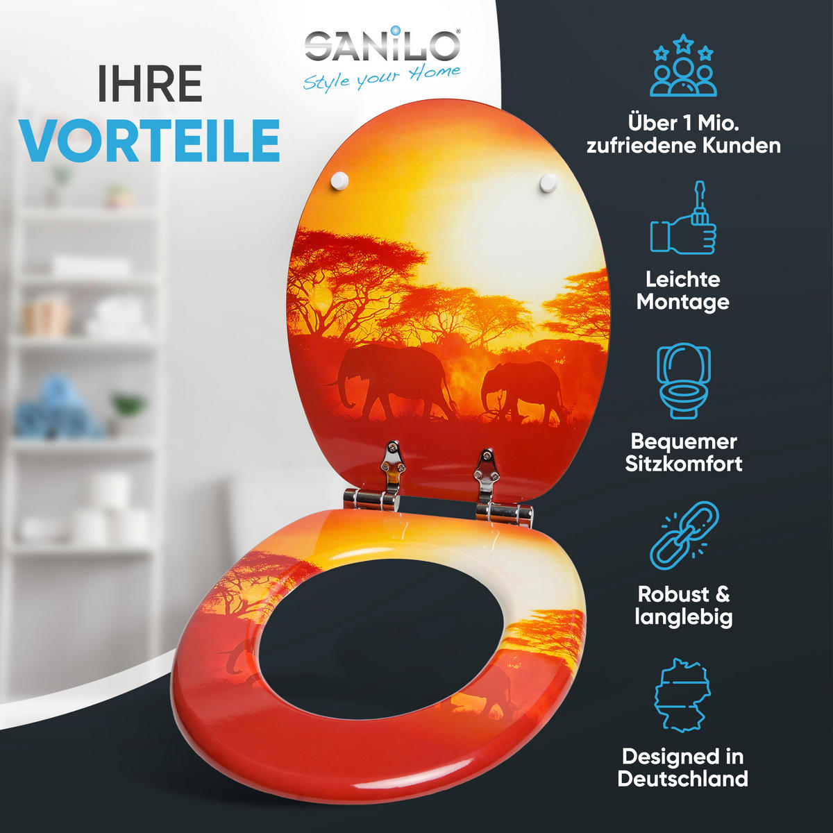 WC-SITZ mit Absenkautomatik Savanne - Orange, Holzwerkstoff (38/6/47cm) - Sanilo