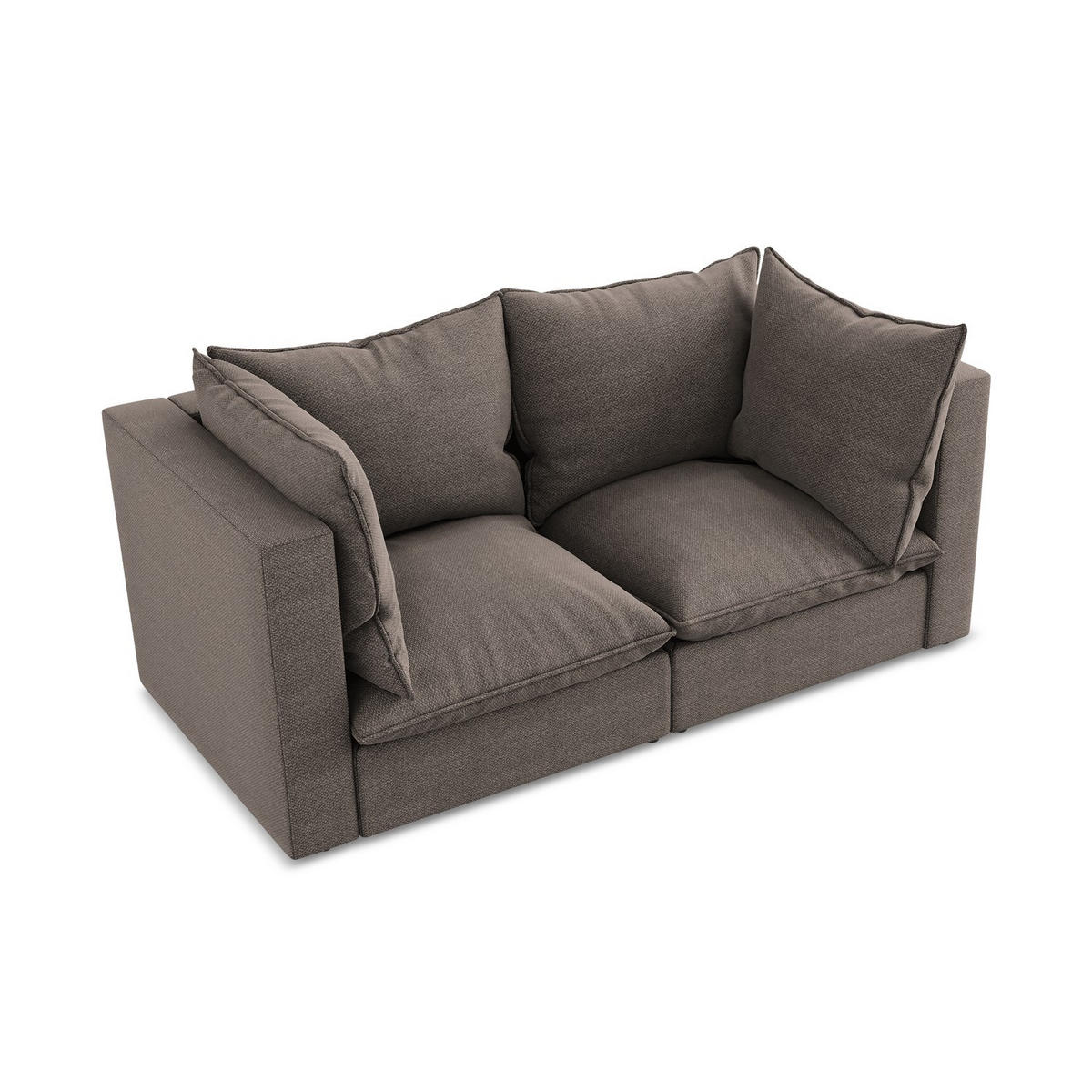 2-SITZER-SOFA Bouclé Stoff Braun - Schwarz/Braun, Holzwerkstoff/Kunststoff (180/77/90cm) - LaMiaSofa