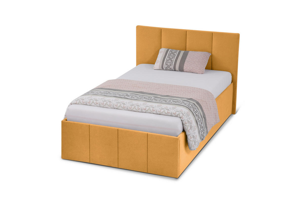 POLSTERBETT Dalas Gold 100 x 200 x 40 cm Stauraum Mit hochwertiger Matratze H2 (bis 100 kg) und Lattenrost - Goldfarben, Holz (100/200cm) - Halmon Schlafkomfort Betten 