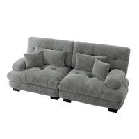 2-SITZER-SOFA aus chenille wolken-design & massivholzrahmen - Hellgrau, Textil (77/81/220cm) - Urban Meuble