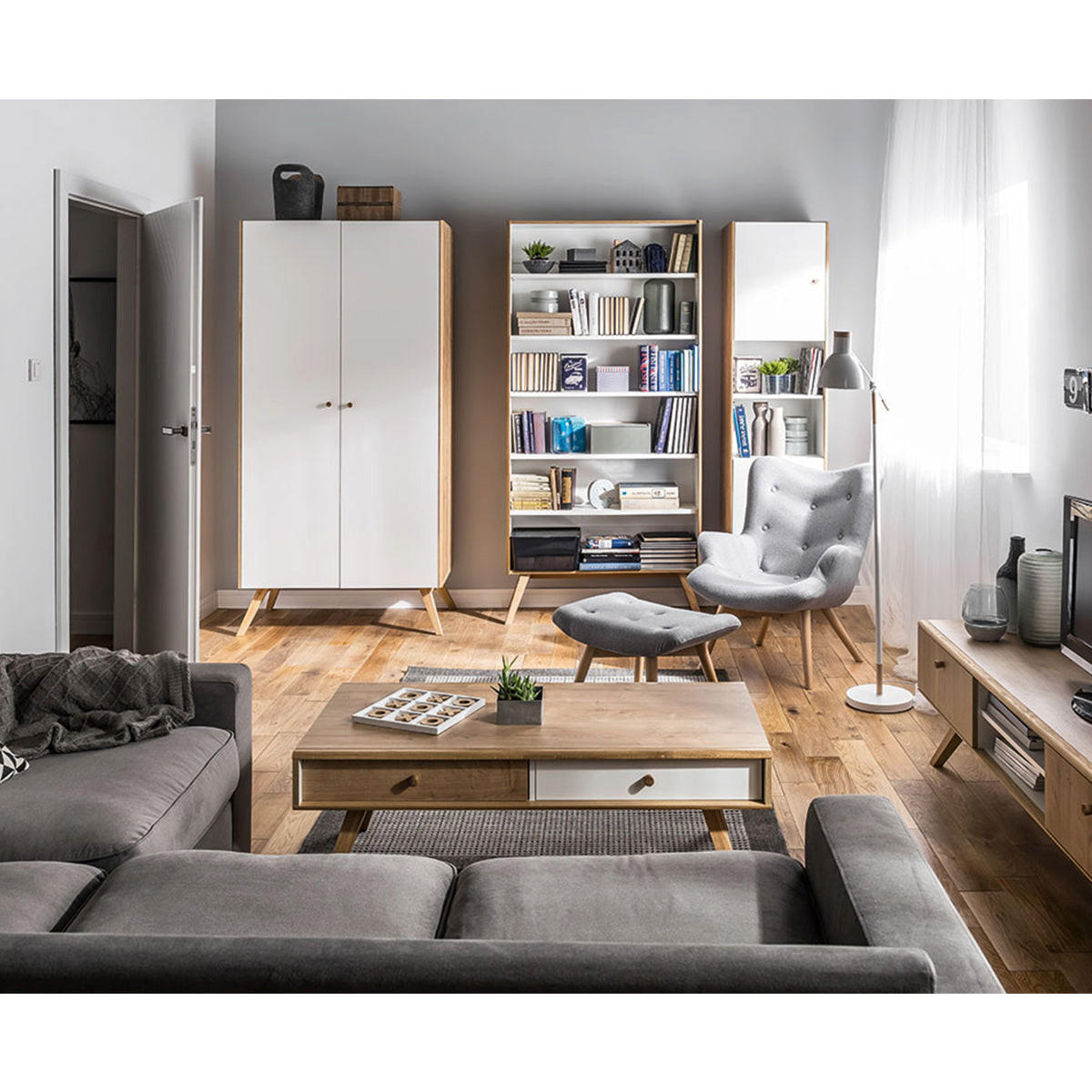 SKRIŇA 2 dvere Biela - biela, kompozitné drevo (58/207.5/101cm) - Petits-meubles