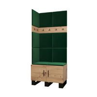 GARDEROBEN-SET 196/84/45,6 - Waldgrün/Schwarz, Holz/Kunststoff (84/196/45.6cm) - Abiks Möbel