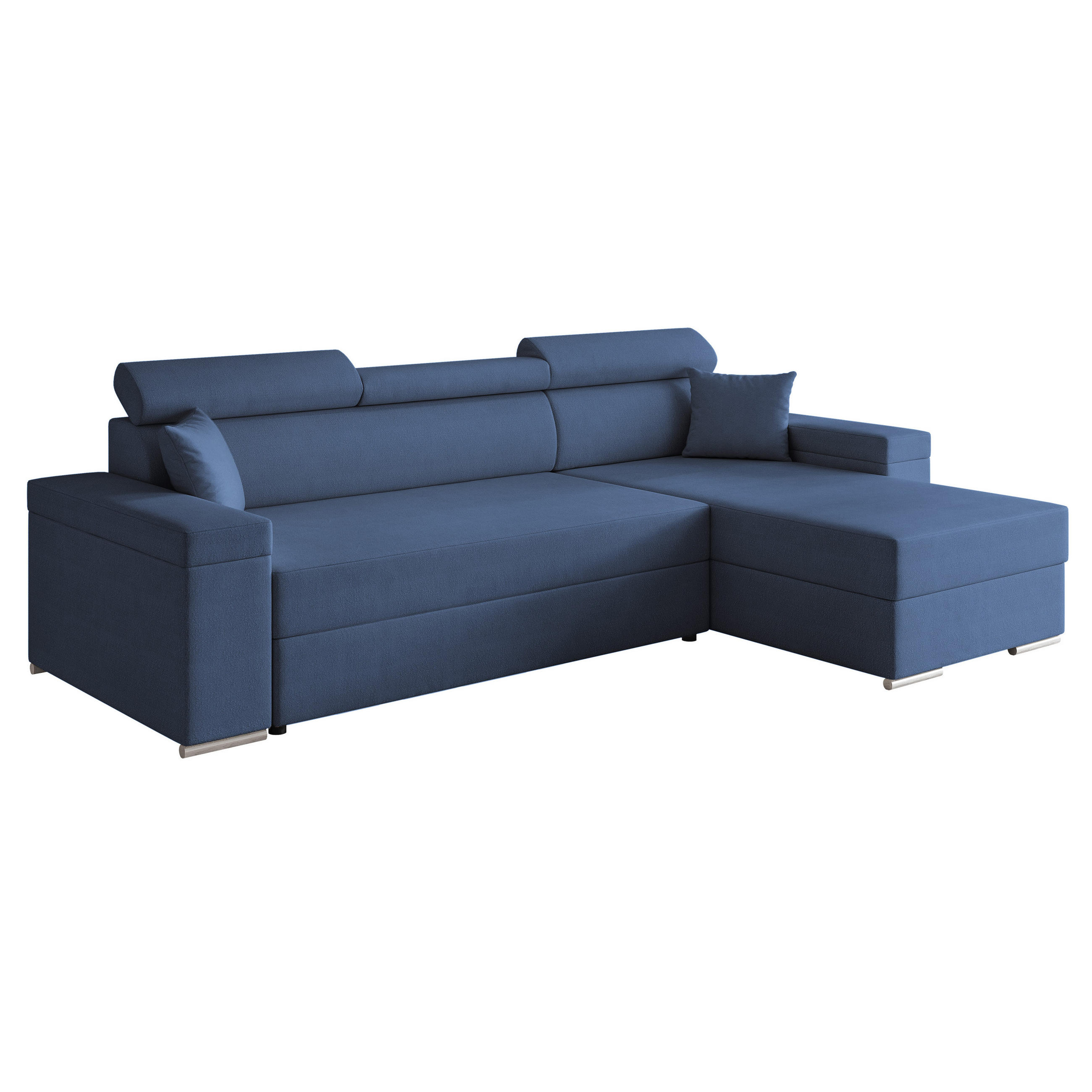ECKSOFA AISHA mit Schlaffunktion und Bettkasten Marineblau - Dunkelblau, Holzwerkstoff/Kunststoff (250/90cm) - Idohome
