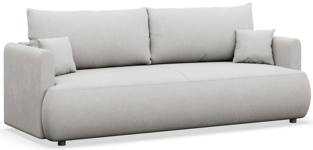 SCHLAFSOFA Ovo Mini Hellgrau Chenille Easy Clean - Hellgrau/Schwarz, Kunststoff/Textil (226/90/97cm) - Selsey