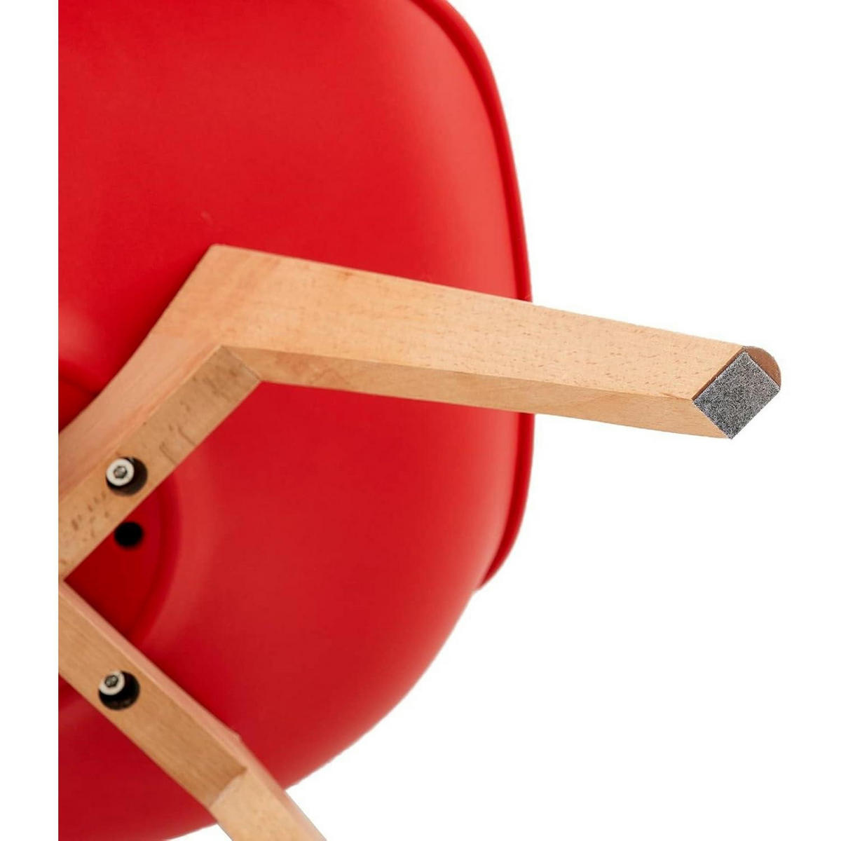 ESSZIMMERSTUHL 8er Set Rot mit Massivholzbeinen - Rot, Kunststoff (47.5/82/41cm)