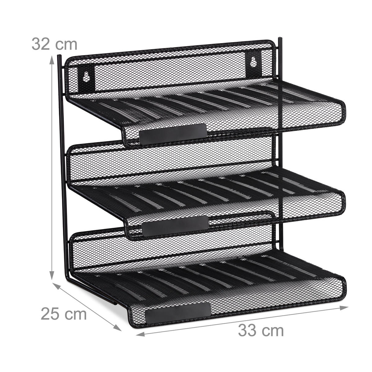 BRIEFABLAGE - Schwarz, Metall (33/32/25cm) - Relaxdays