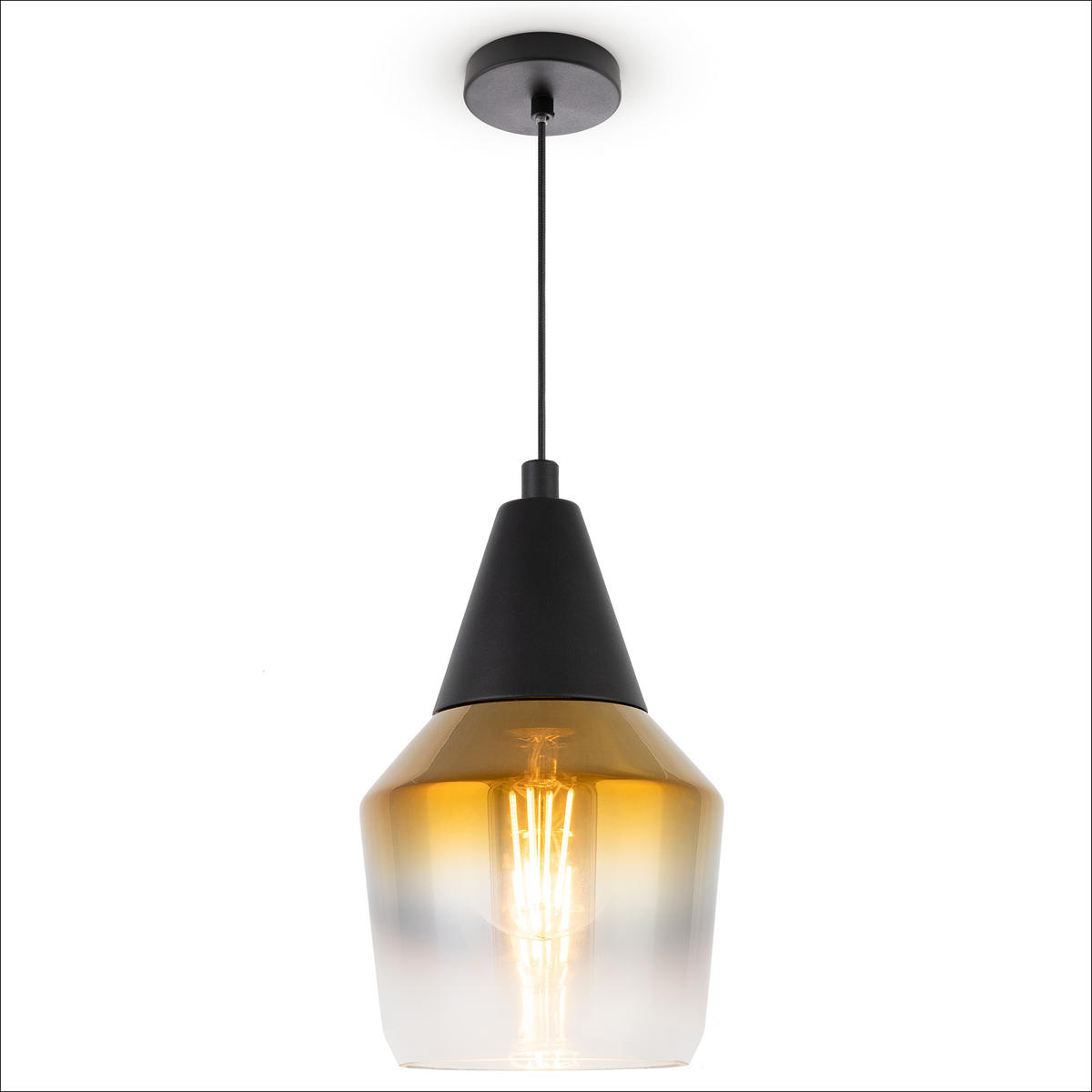 PENDELLEUCHTE Diana - Goldfarben/Schwarz, Metall (13.7/13.7/21.1cm) - Paco Home