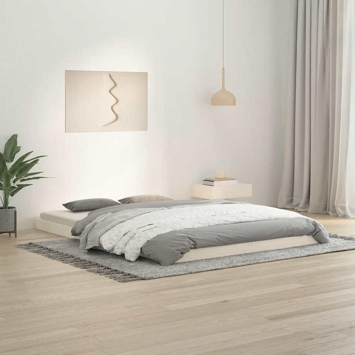 MASSIVHOLZBETT Weiss 140/200 Cm Kiefer - Weiß, Textil (140/200cm) - vidaXL