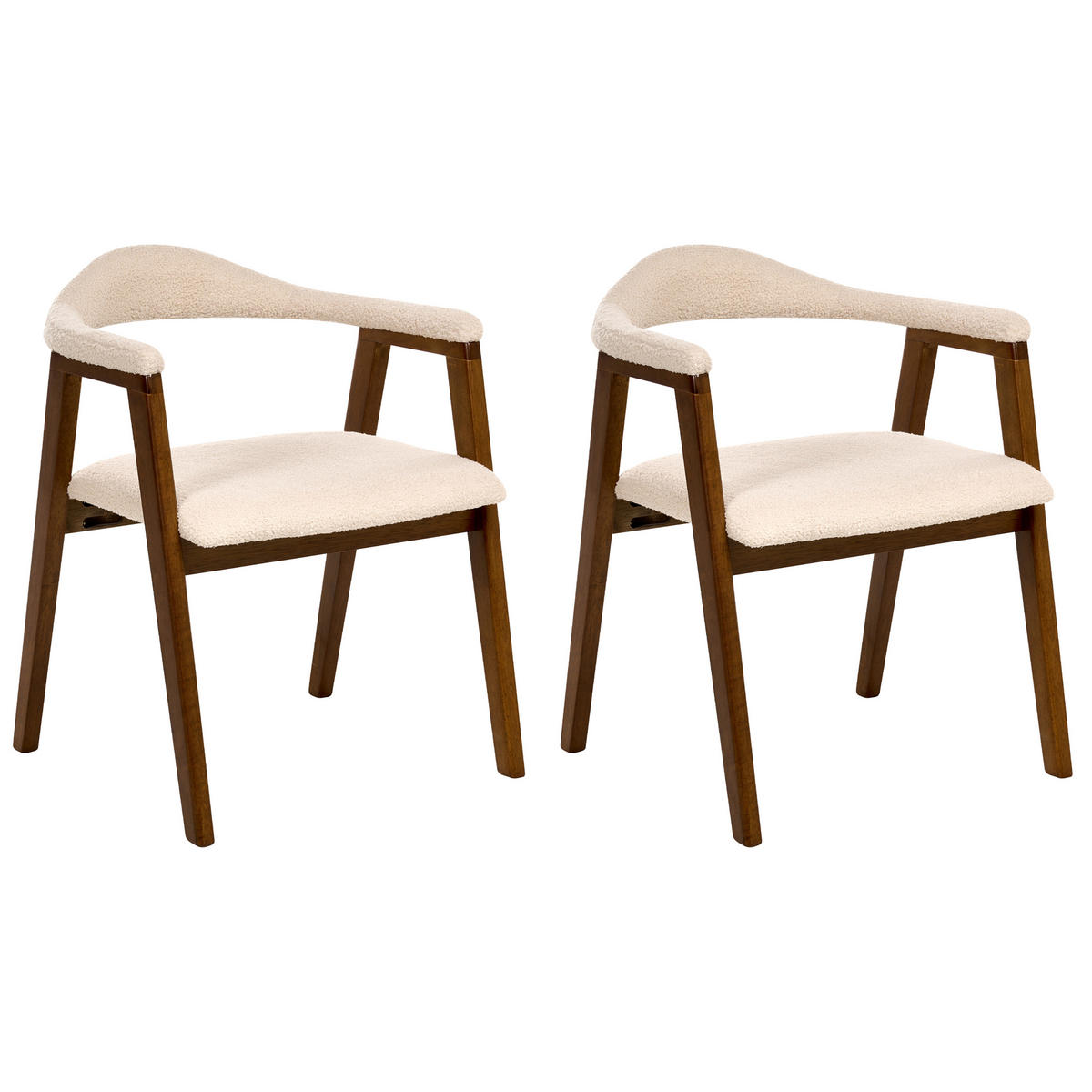 ESSZIMMERSTUHL 2er Set Holz Dunkelbraun Oneco - Beige/Braun, Holz (56/72/62cm) - Beliani