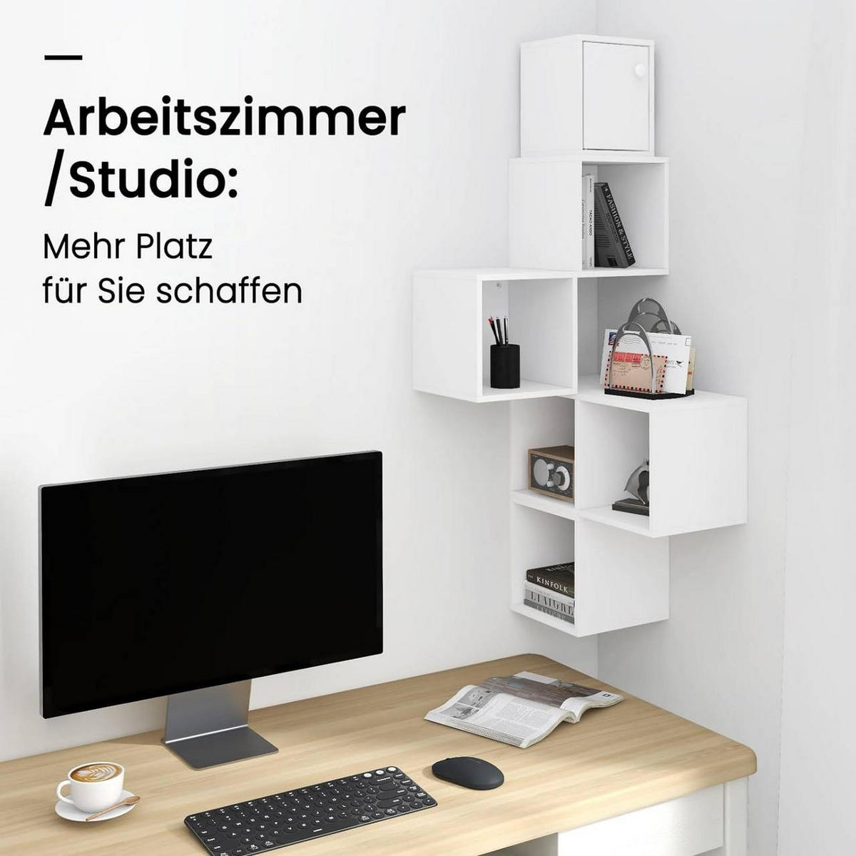 ECKREGAL mit 6 Ablagefächern, aus Holzwerkstoff, Weiß - Weiß, Holzwerkstoff (48/120/48cm) - Woltu