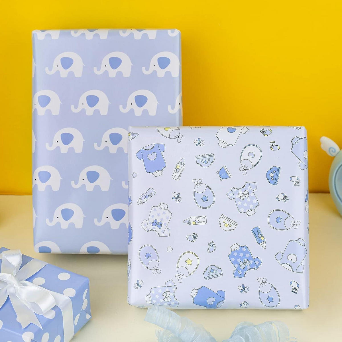 GESCHENKPAPIERROLLE Baby Boy Design 43,2 cm x 3,05 m - Blau, Papier (4/44/10cm)