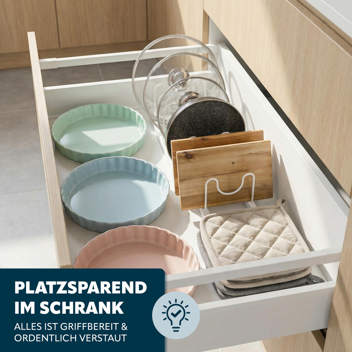 TOPFDECKELHALTER, weiß - Weiß, Kunststoff (17/14/47cm) - eluno