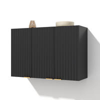 HÄNGESCHRANK DE-38748 90/29/60 cm 3 Türen und Wellenstruktur Schwarz - Schwarz, Holzwerkstoff (90/60/29cm) - ComfortXL