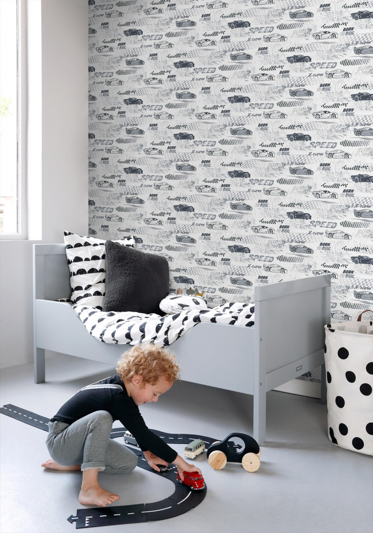TAPETE Rennwagen 50 x 900 cm - Schwarz, Papier (50/0.1cm) - Sanders & Sanders