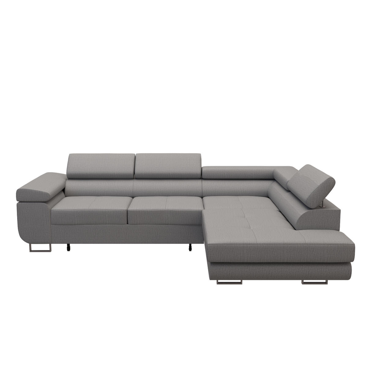 ECKSOFA VEMO EDGE Rechts Hellgrau Velour-Stoff mit Bettkasten und Schlaffunktion - Hellgrau, Textil (270/200cm) - Barchello