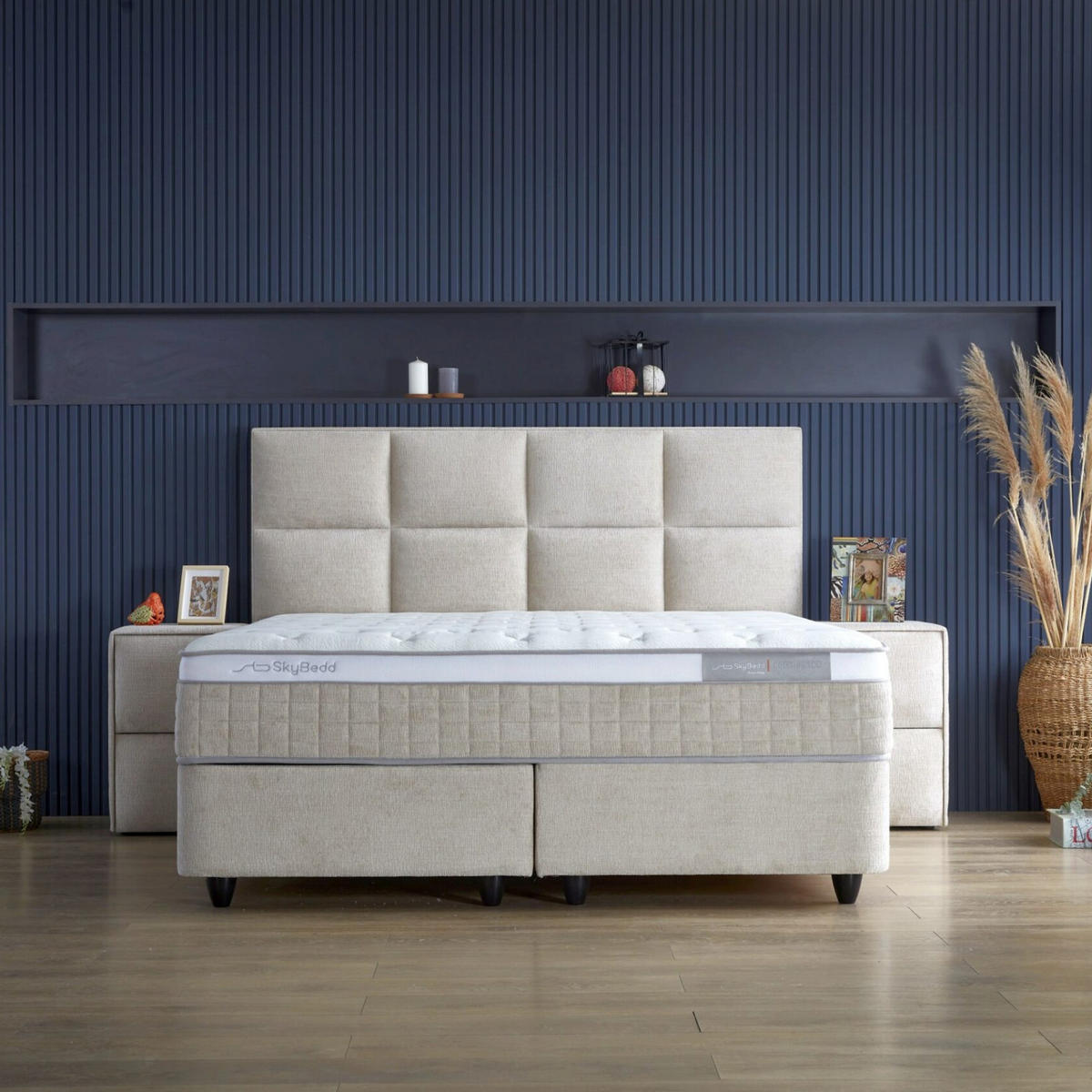 BOXBETT Ocean Bett mit Matratze 100x200 - Beige, Holz (100/200cm)