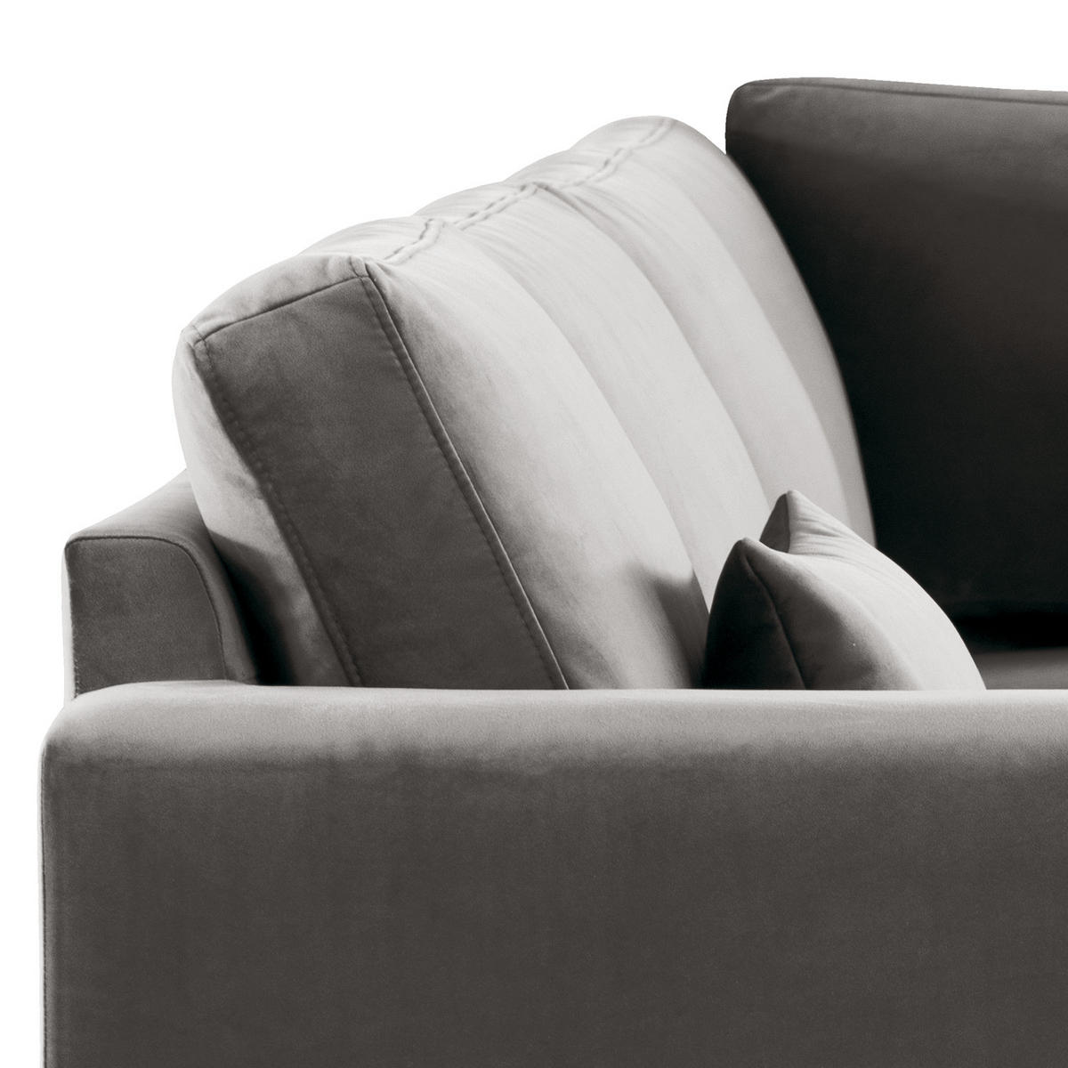 ECKSOFA mit Ottomane - Eichefarben/Dunkelgrau, Eichenholz/Textil (287/219cm) - home24