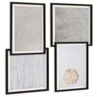 BILDER SET 4er Set - 50x50 cm & 40x60 cm Schwarzer Rahmen - Leichte Boho-Sandtexturen - Schwarz, Kunststoff (50/50cm) - TULUP