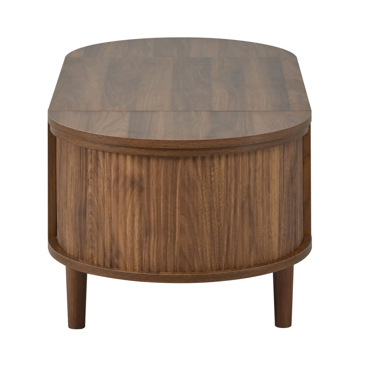 COUCHTISCH walnuss-optik oval höhenverstellbar mit stauraum - Walnussfarben, Holzwerkstoff (48/100/53.5cm) - Urban Meuble