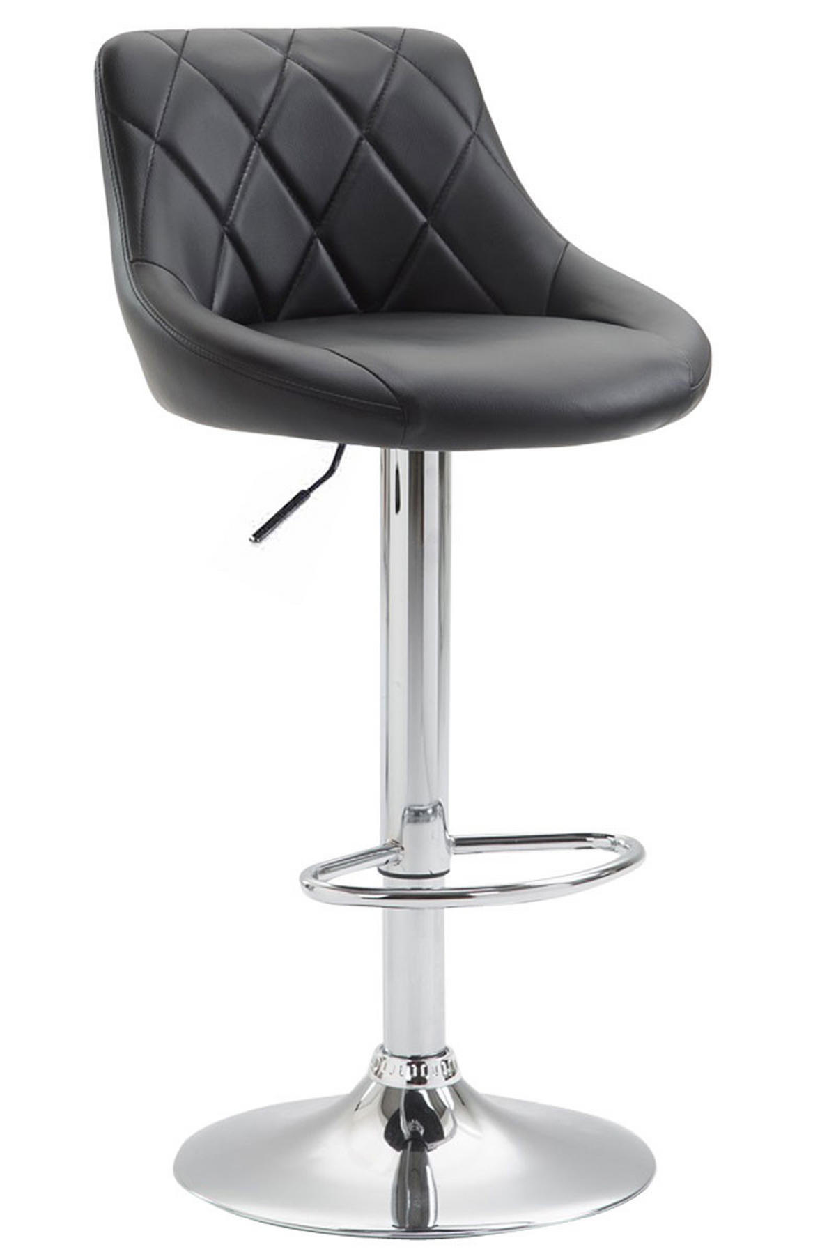 BARHOCKER Falon Kunstleder Schwarz Silber - Schwarz, Leder (46/83/49cm) - DELUKE