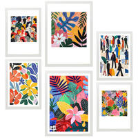 POSTER Set Mit 6 Farbenfrohe Inspiration Von Matisse A3 & A4 Weißer Rahmen - Weiß, Papier (29/3cm) - Nacnic