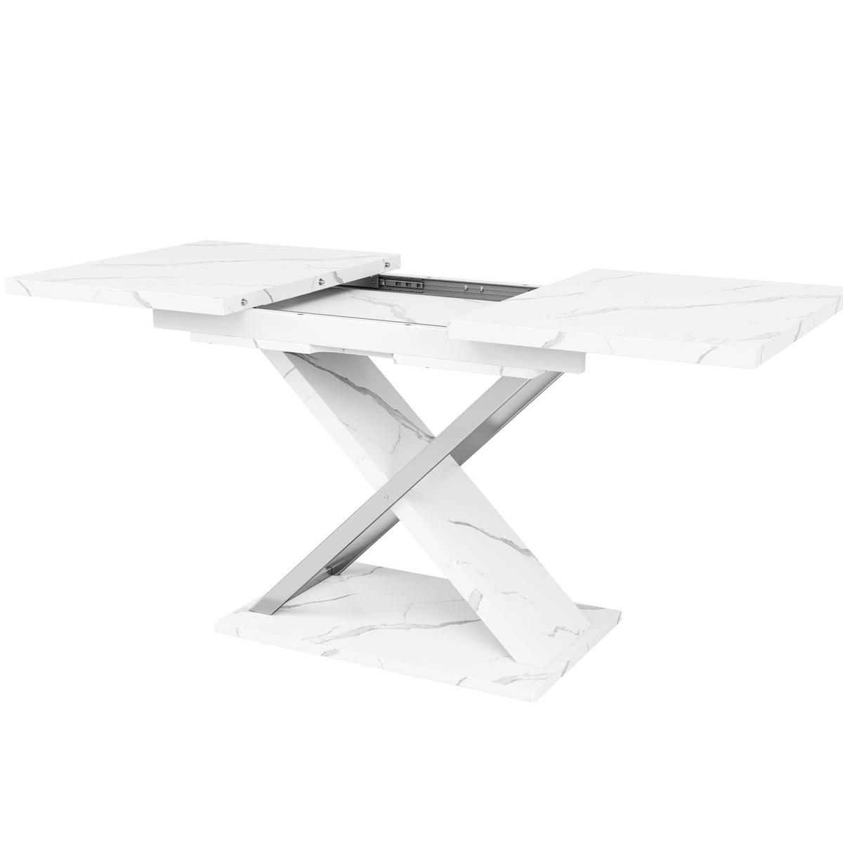 ESSTISCH 118/76,4/75 cm Weiß aus MDF und Metall mit Ausziehfunktion - Weiß, Holzwerkstoff (118/75/76.4cm) - OKMYHOME