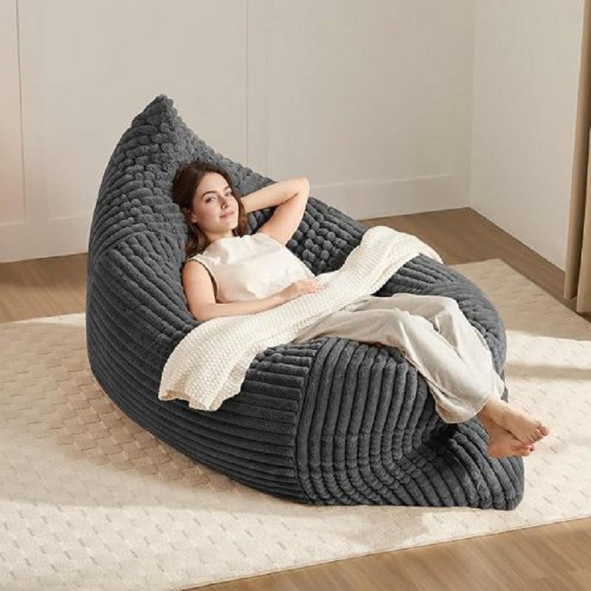 SITZSACK Stoff Dunkelgrau klappbar - Dunkelgrau, Textil (180/10/125cm) - WISHDOR