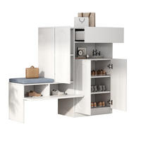 SCHUHSCHRANK 2-in-1 mit Sitzbank Weiß 130x35x110cm - Weiß, Holzwerkstoff (35/110/130cm) - FLIEKS