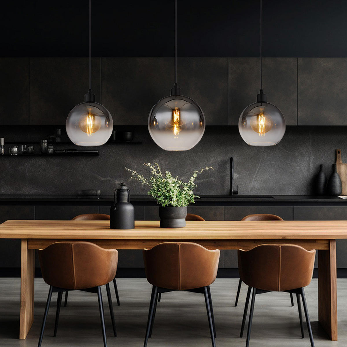 HÄNGELEUCHTE Rauchglas Grau 3-flammig - Grau, Glas (95/25/120cm) - Globo Lighting