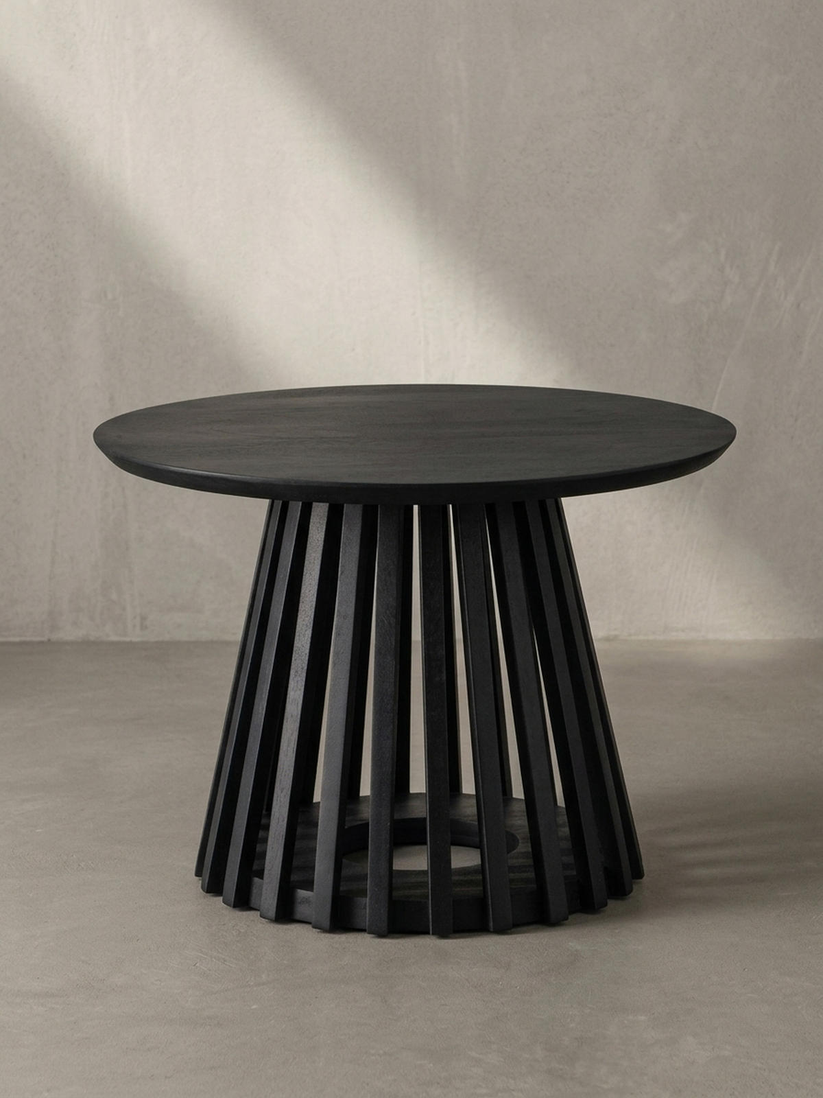 COUCHTISCH Schwarz Massivholz Mango Rund 60x60x41 cm mit Gittergestell Modern - Schwarz, Holz (60/60/41cm) - KADIMA DESIGN
