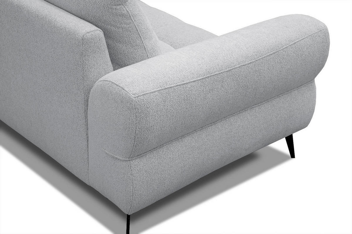 ECKSOFA SALVINI 4-Sitzer, hellgrau - Hellgrau/Schwarz, Holzwerkstoff/Textil (292/158cm) - Courtois Laville