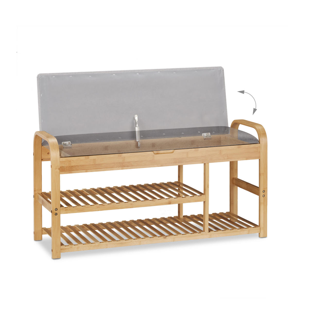 SCHUHBANK - Hellbraun, Holz/Textil (100.5/50/33cm) - Relaxdays
