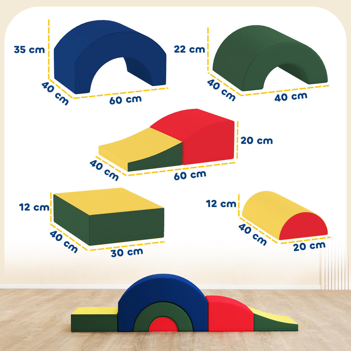 MOTORIKSPIEL DE-18217 5-teilig, aus EVA-Schaum Bunt - Multicolor, Kunststoff (41/37/155cm) - ComfortXL