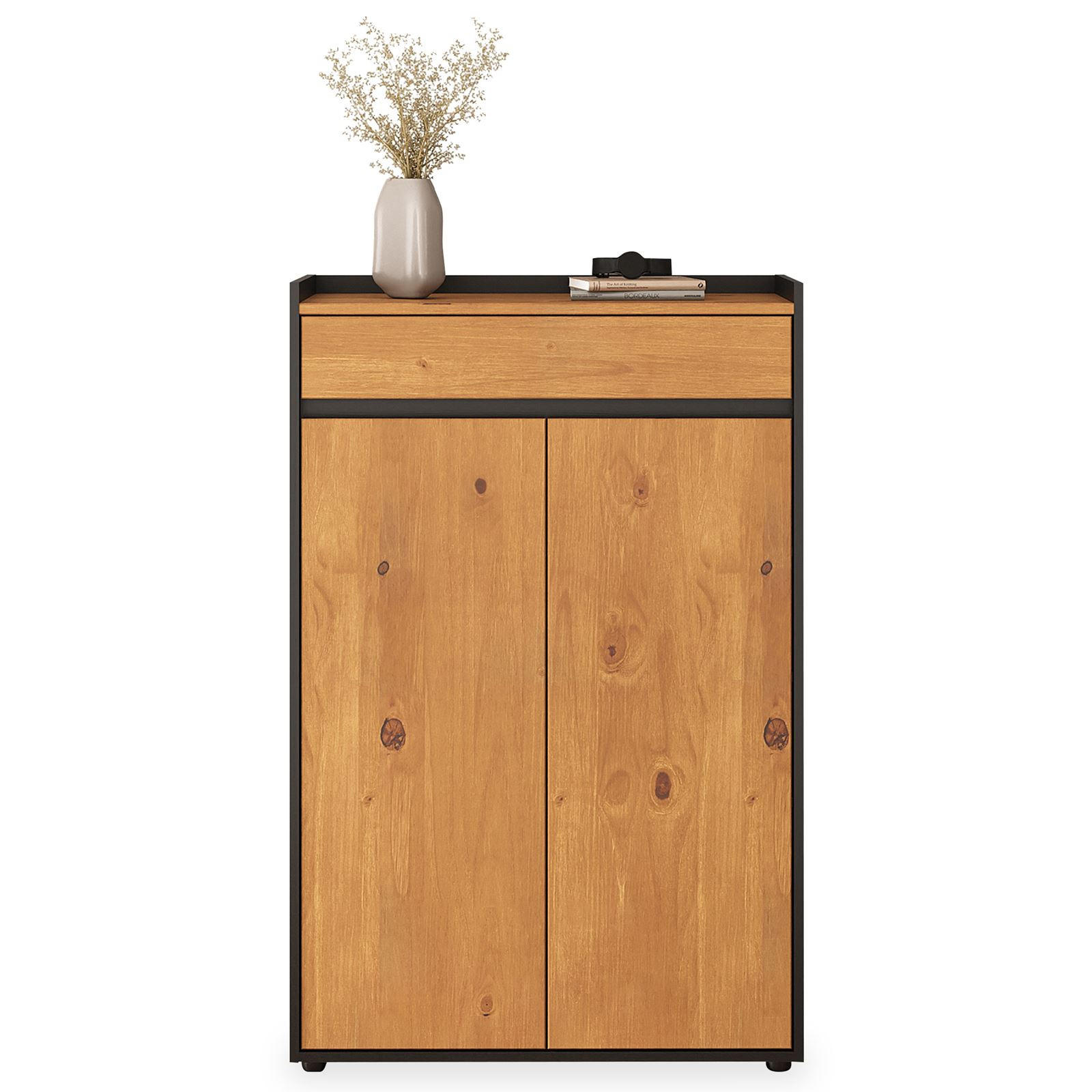 SCHUHSCHRANK TILO - Eichefarben/Schwarz, Holz (74/114/35cm) - IDIMEX