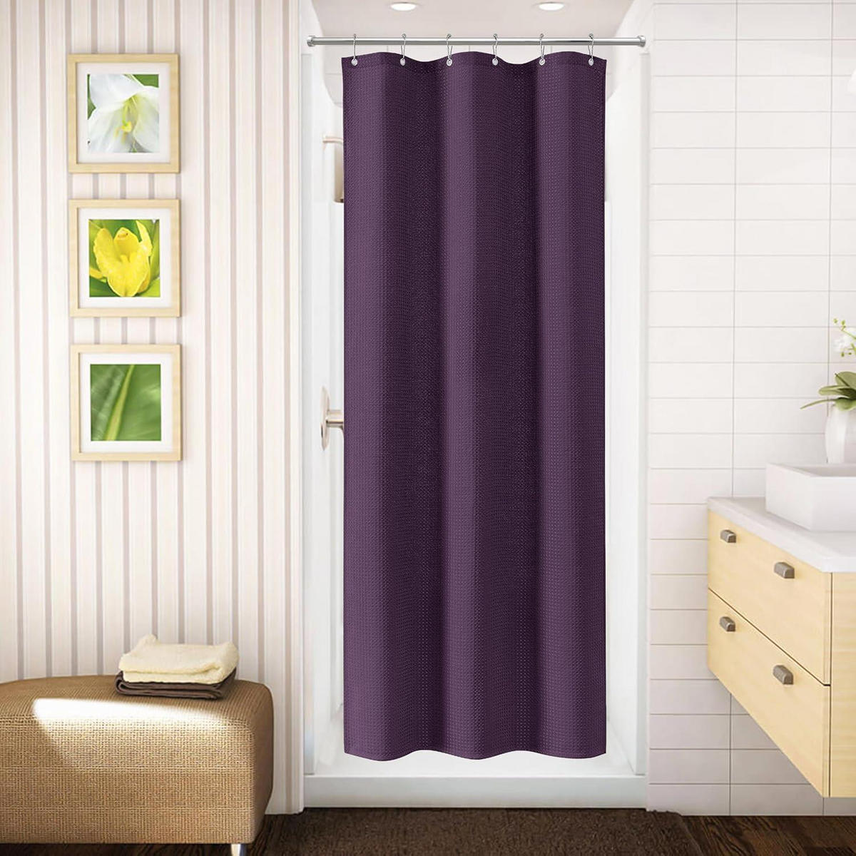 DUSCHVORHANG Waffelstoff Lila 92 x 182 cm - Lila, Textil (92/182cm)