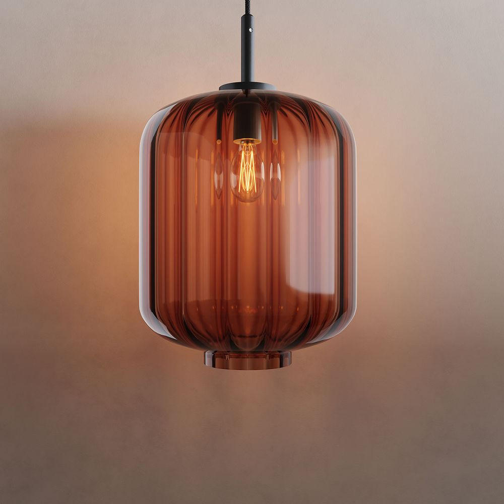 HÄNGELAMPE Velo 1.5m Abhängung Braun Ø 25cm - Braun, Glas (25/25/27cm) - s.luce
