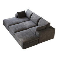 WOHNLANDSCHAFT DE-34773 modular mit 3 ottomanen Dunkelgrau - Dunkelgrau, Textil (160/60/260cm) - ComfortXL