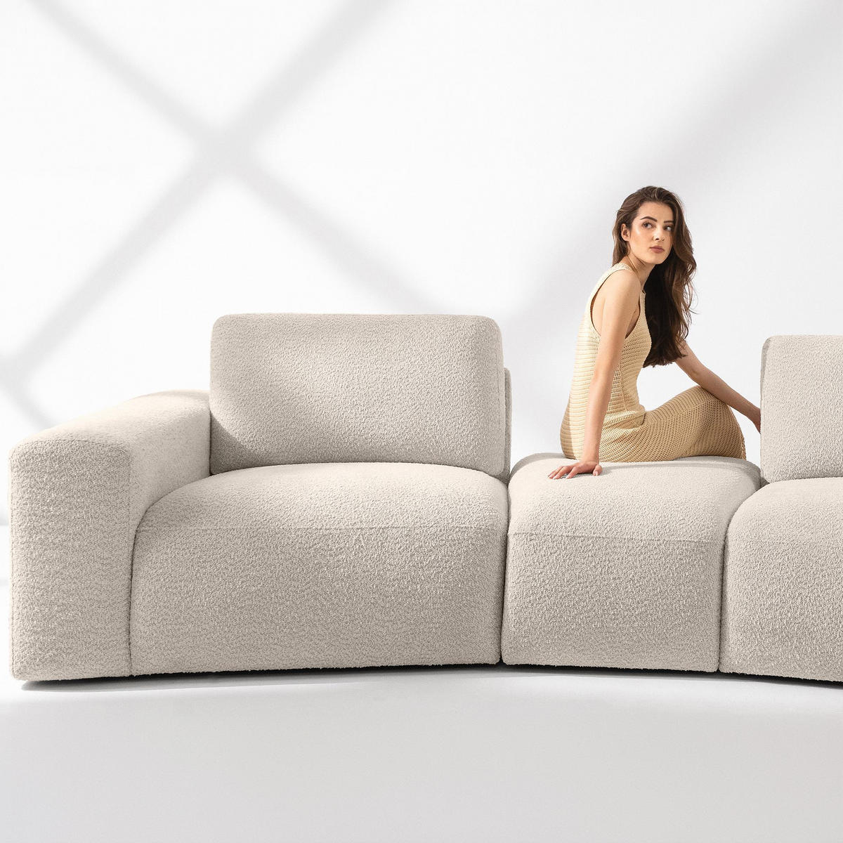 4-SITZER ECKSOFA ZUCCO Boucle rechts, Beige - Beige, Textil (350/84/105cm) - KONSIMO®