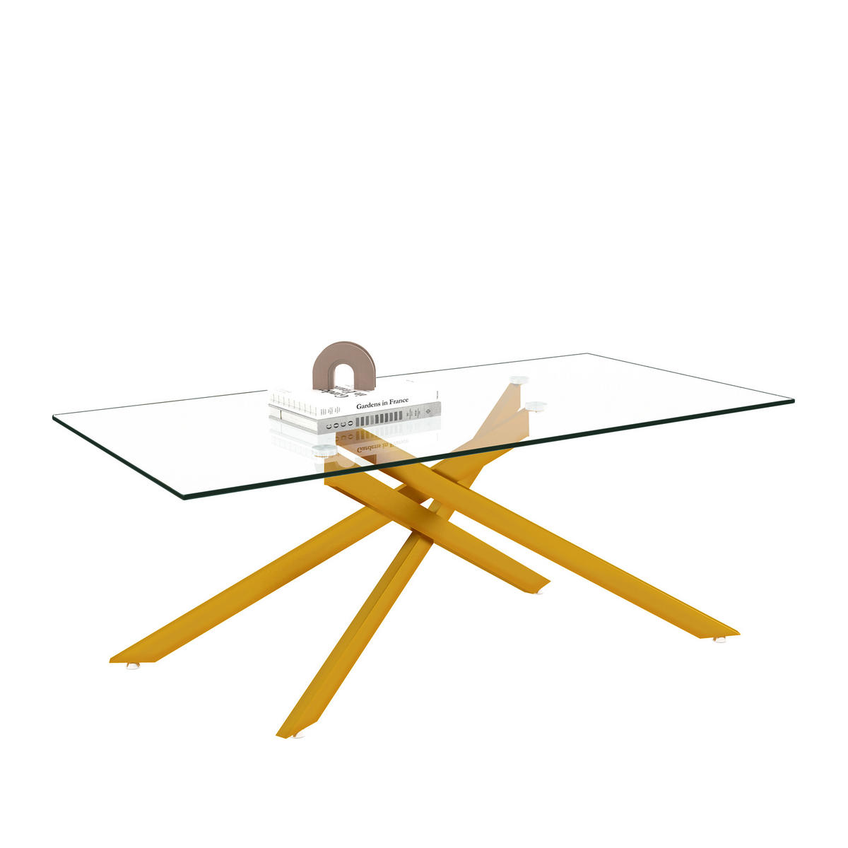 COUCHTISCH rechteckig Gold/Transparent aus Sicherheitsglas/Metall 120/60/46 cm - Transparent/Goldfarben, Glas/Metall (120/60/46cm)