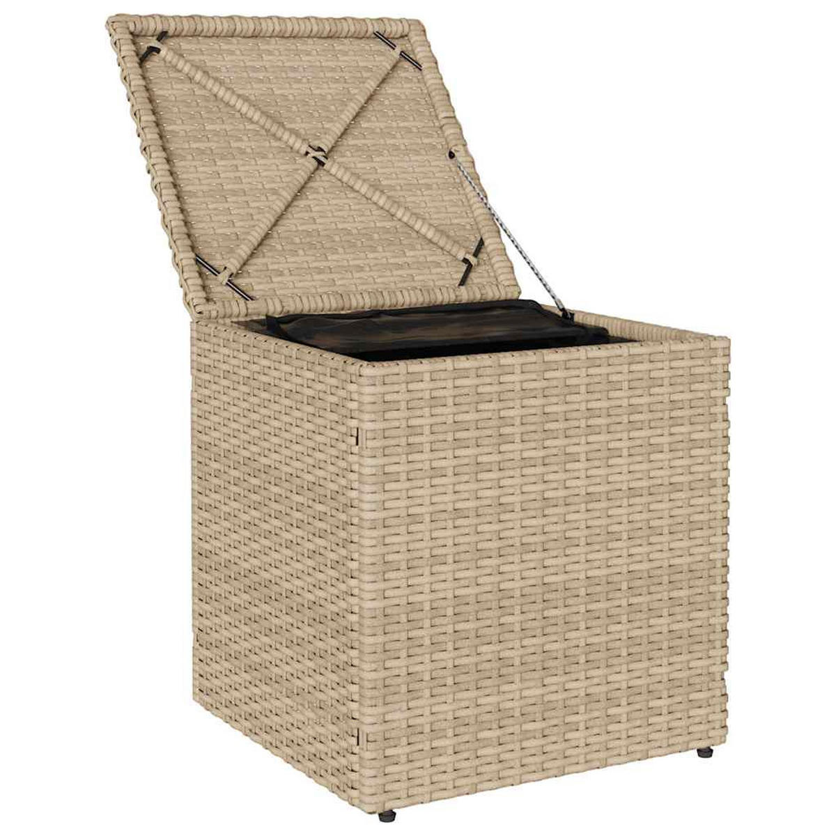 GARTENHOCKER Mit Kissen 2 Stk. Beige 40/40/43 Cm Poly Rattan - Creme, Kunststoff (40/43/40cm) - vidaXL