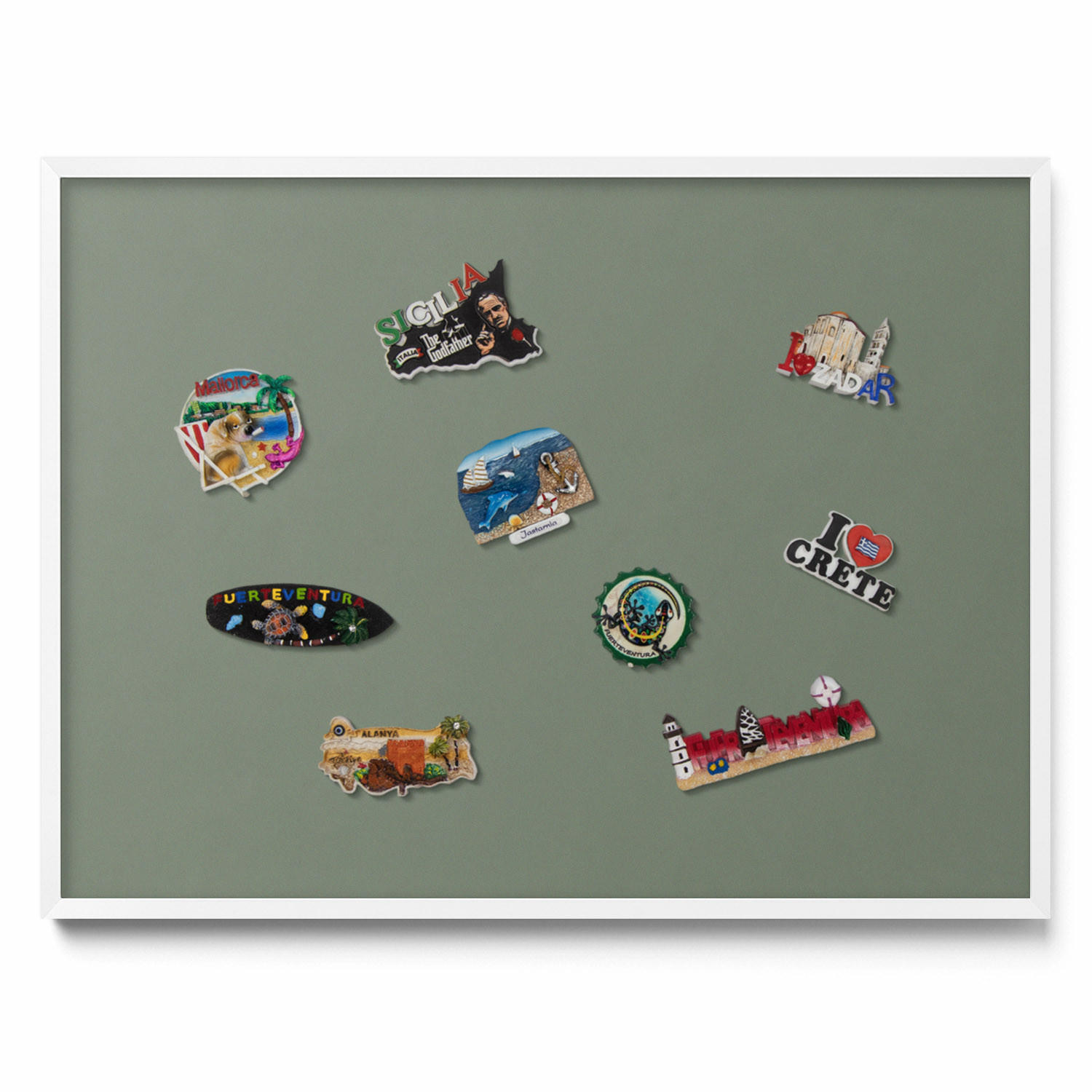 TULUP MAGNETICKÁ TABULE 80x60 cm bílý rám – Olivová barva