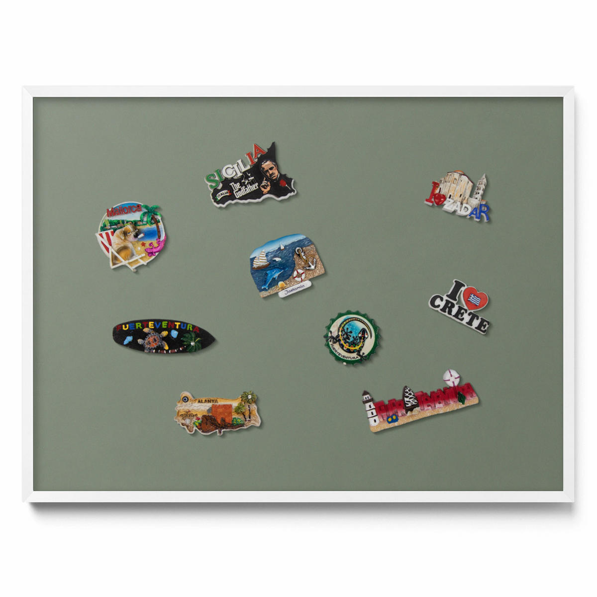 MAGNETTAFEL 80x60 cm Weißer Rahmen Farbe Olivgrün - Waldgrün, Metall (80/60/0.4cm) - TULUP