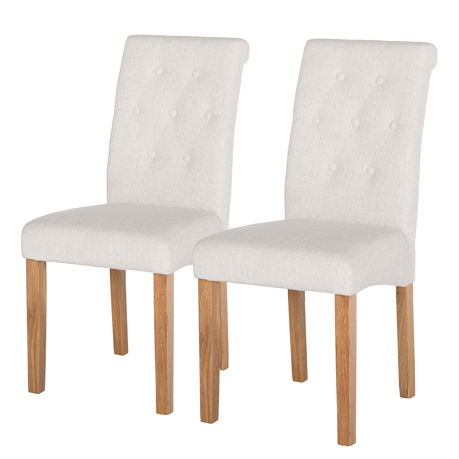 POLSTERSTUHL - Webstoff / Massivholz - Creme, Holz/Textil (45/95/60cm) - home24