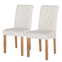 POLSTERSTUHL - Webstoff / Massivholz - Creme, Holz/Textil (45/95/60cm) - home24