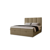 BOXBETT Malmo mit 2 Bettkästen, 200x200, Braun, Velourstoff, Doppelbett mit Bonell-Matratze - Braun, Holz/Kunststoff (200/200cm) - Marpur