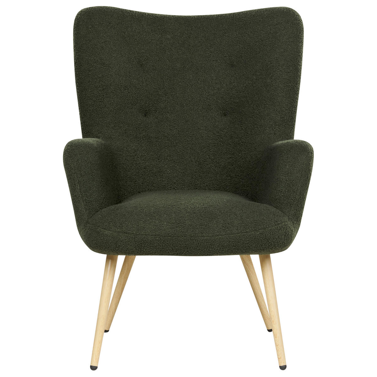 SESSEL Bouclé dunkelgrün mit Hocker Vejle - Hellbraun/Grün, Textil (67/95/52cm) - Beliani