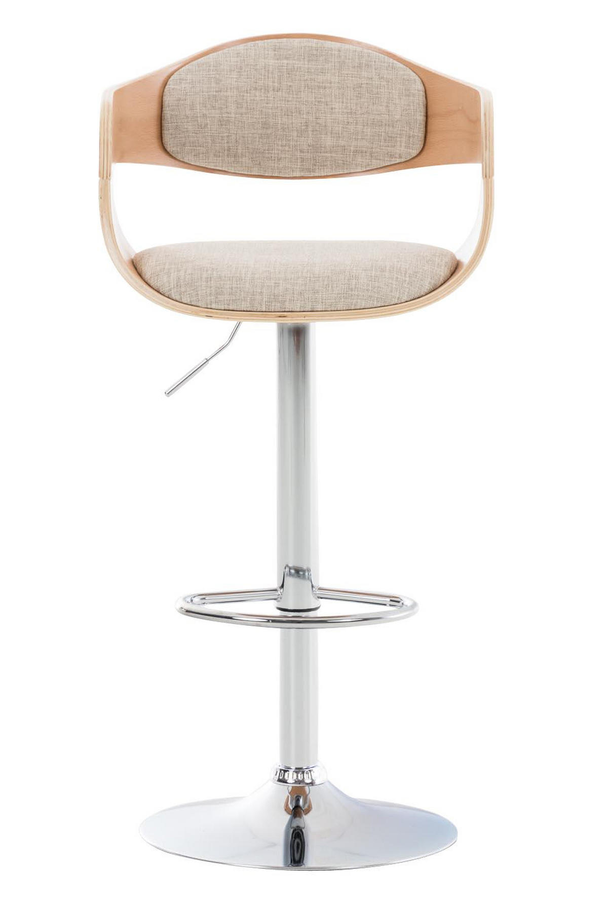 BARHOCKER 2er Set Stoff natura/creme - Chromfarben/Eukalyptusholzfarben, Textil/Metall (50/88/48cm) - CLP
