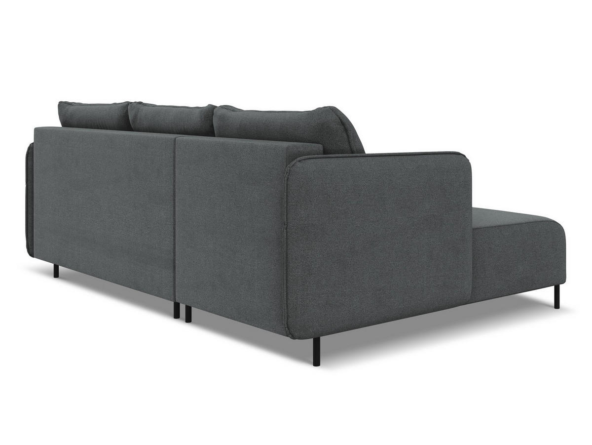 ECKSOFA mit Schlaffunktion Strukturstoff Stoff Grau - Schwarz/Grau, Holz/Textil (162/236cm) - Makamii